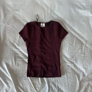 H&M Rich Burgundy Short Sleeve Tee